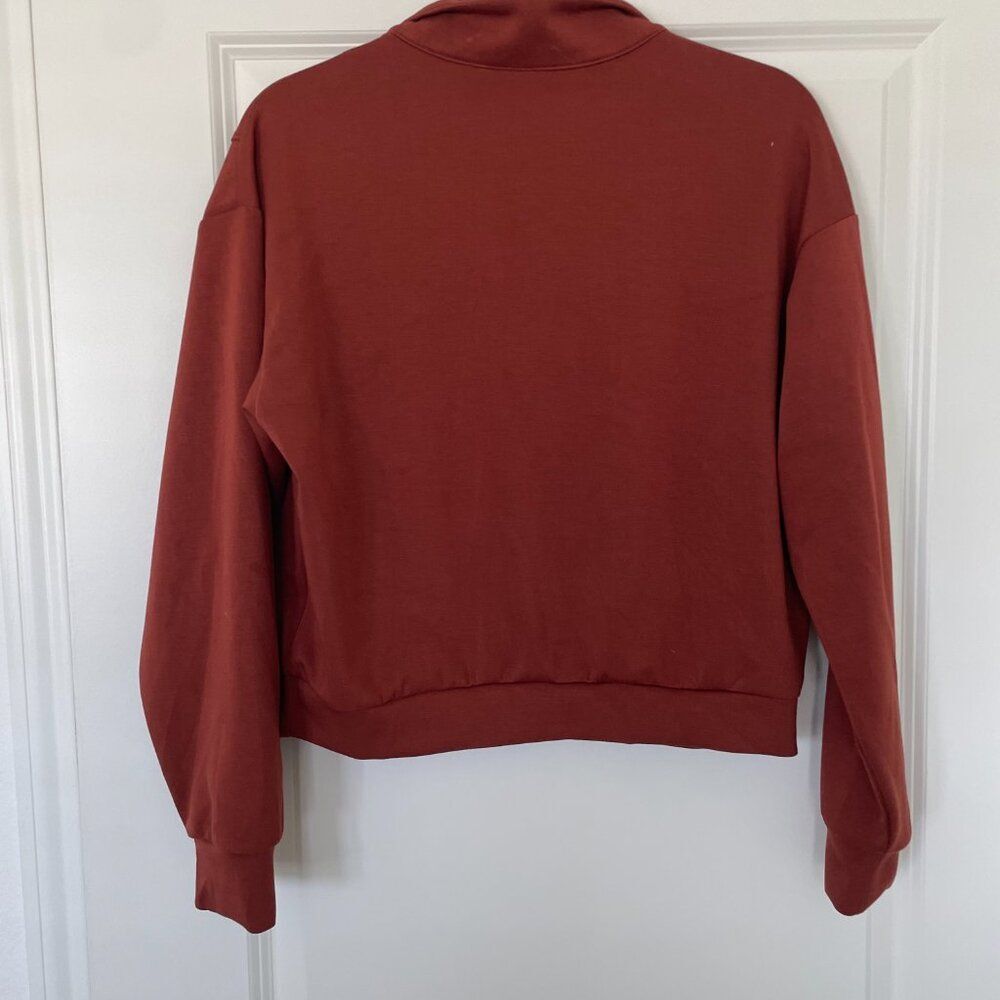 Rubzoof Quarter Zip Sweater Women M Rust Long Sleeve Henley Knit Casual Pullover - Picture 3 of 6